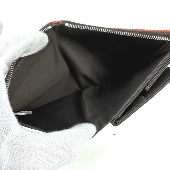 HERMES Horse Steeple PM Compact Wallet Zip Around Folded wallet Canvas Orange - Picture 10 of 12